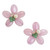 Pink and Green Flower Earrings with Pearl 'Pink Thai Daisy'