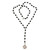 Onyx and Sterling Silver Chinese Coin Y Necklace 'Good Fortunes'