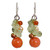 Handcrafted Pearl Carnelian Prehnite Cluster Earrings 'Spicy Peach'