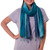 Hand Dyed Pin Tuck Silk Scarf 'Aqua Turquoise Transition'