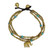 Brass Bracelet Turquoise-color Gems Beaded Jewelry 'Thai Elephant Charm'