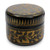 Round Decorative Box Handcrafted Lacquered Wood 'Exotic Golden Flora'