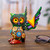 Colorful Handcrafted Wood Statuette 'My Owl Protector'