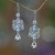 Balinese Cultured Pearl and Blue Topaz Earrings 'Floral Sonnet'