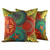2 Orange and Teal Embroidered Applique Cushion Covers 'Glorious'