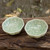 Green Leaf Thai Celadon Canape Dish Pair 'Lotus Leaf'