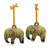 Mottled Yellow Celadon Ceramic Ornaments Pair 'Yellow Elephant'