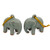 Crackled Green Celadon Ceramic Ornaments Pair 'Light Blue Elephant'