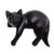Signed Balinese Black Cat Sculpture 'Black Cat Relaxes'