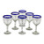 Handblown Glass Recycled Wine Drinkware Goblets Set of 6 'Blue Cancun'
