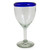 Handblown Glass Recycled Wine Drinkware Goblets Set of 6 'Blue Cancun'