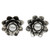 Floral Pearl and Sterling Silver Button Earrings 'White-Eyed Lotus'