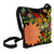 Floral Embroidery on Black Cotton Blend Shoulder Bag 'Tropical Paradise'