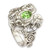 Peridot and silver frog cocktail ring 'Green Rainforest Frog'