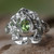 Peridot and silver frog cocktail ring 'Green Rainforest Frog'