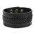 Handcrafted Men's Black Leather Wristband Bracelet 'Rugged Black'