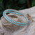 Blue Quartz and Brown Leather Hand Made Wrap Bracelet 'Hill Tribe Ice in Brown'