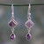 Artisan Crafted Sterling Silver and Amethyst Earrings 'Purple Spark'