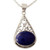 Indian Jali Style Silver Pendant Necklace with Lapis Lazuli 'Royal Grandeur'