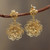 Gold Plated Filigree Handmade Flower Dangle Earrings 'Yellow Rose'
