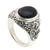Handcrafted Onyx and Sterling Silver Om Ring for Men 'Black Om Kara'