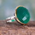 Cocktail Ring with Green Onyx in Sterling Silver and Gold 'Verdant Allure'