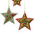 Red and Yellow Floral Star Ornaments from India Set of 4 'Holiday Bouquet'