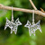 Thai Handcrafted Openwork Sterling Silver Stylized Earrings 'Chic Cat'