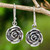 Roses in Handcrafted Sterling Silver Hook Earrings 'Spiral Rose'