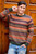 Multicolor Alpaca Men's Sweater with Forest Green 'Andean Homeland'