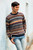 Multicolor Alpaca Men's Sweater with Blue Trim from Peru 'Colca Melange'