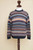 Multicolor Alpaca Men's Sweater with Blue Trim from Peru 'Colca Melange'