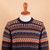 Multicolor Alpaca Men's Sweater with Blue Trim from Peru 'Colca Melange'