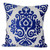 White and Blue Embroidered Cotton Cushion Covers Pair 'Sapphire Beauty'