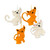 Set of 4 Handmade Feline Ornaments from India 'Crazy Cats'