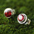 Genuine Garnet and Sterling Silver Stud Earrings from Bali 'Red Simplicity'