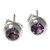 Round Amethyst and Sterling Silver 925 Stud Earrings 'Purple Simplicity'