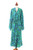 Green and Blue Tie-Dye and Batik Rayon Belted Robe 'Ocean Jungle'