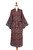 Women's Grey and Burgundy Hand Stamped Batik Belted  Robe 'Morning Aster'