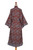 Women's Grey and Burgundy Hand Stamped Batik Belted  Robe 'Morning Aster'