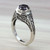 Ornate Amethyst Solitaire Ring with Silver Floral Cutouts 'Magic Garden'