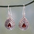 Sterling Silver and Garnet Dangle Earrings from India 'Scarlet Fusion'