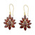 Hand Crafted 18k Gold Plated Earrings with Garnets 'Claret Sunburst'