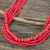 Fair Trade Long Wood Beaded Necklace in Bright Red 'Cabana Dance'