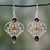 Indian Sterling Silver Earrings with Smoky Quartz  Citrine 'Dusk Arabesque'