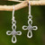 Hand Crafted Thai Sterling Silver Cross Dangle Earrings 'Knotted Cross'