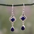 Lapis Lazuli and Sterling Silver Earrings Handmade in India 'Queen of Diamonds'