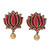 Pink and Gold Colored Hand Painted Terracotta Earrings 'Lotus Majesty'