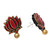 Pink and Gold Colored Hand Painted Terracotta Earrings 'Lotus Majesty'