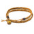 Golden Brown Leather Braid Wrap Bracelet for Men 'Double Hug'